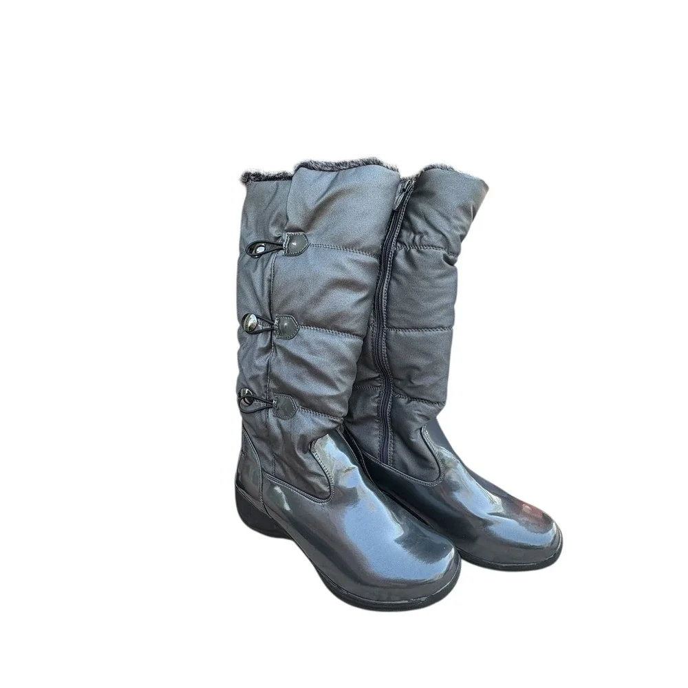 Khombu Thermolite Women Metallic‎ Charcoal Gray Puffer Winter Boots Size 9.5